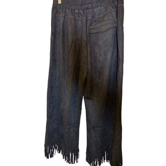 NWT Umgee suede feel fringe stretchy pants with side/back pockets black XL - Picture 3 of 3